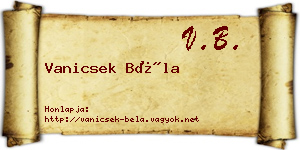 Vanicsek Béla névjegykártya